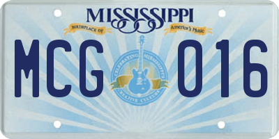 MS license plate MCG016