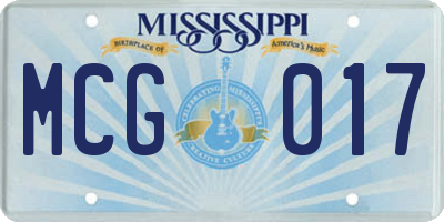 MS license plate MCG017