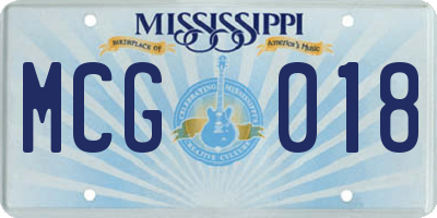 MS license plate MCG018