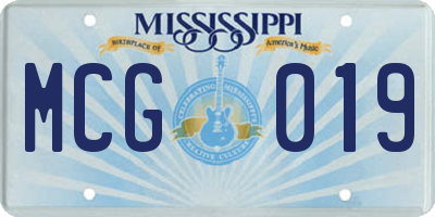 MS license plate MCG019