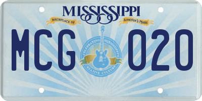 MS license plate MCG020