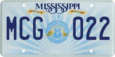 MS license plate MCG022