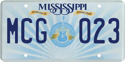 MS license plate MCG023