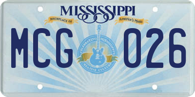 MS license plate MCG026