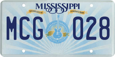 MS license plate MCG028