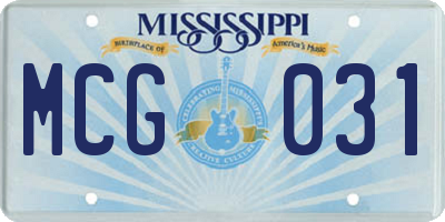 MS license plate MCG031