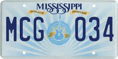 MS license plate MCG034
