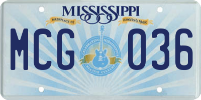 MS license plate MCG036