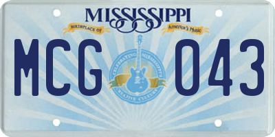 MS license plate MCG043