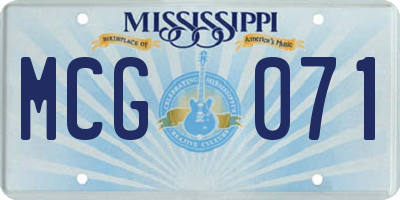 MS license plate MCG071