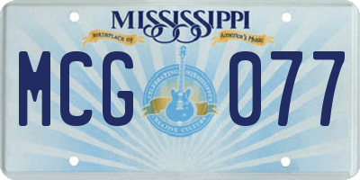 MS license plate MCG077