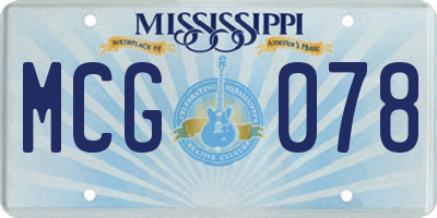 MS license plate MCG078