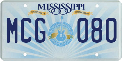 MS license plate MCG080