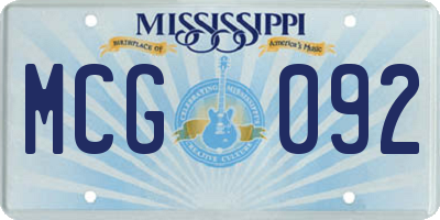 MS license plate MCG092