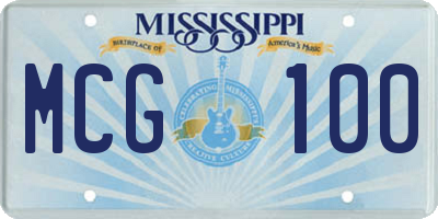 MS license plate MCG100
