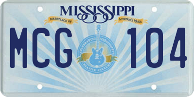 MS license plate MCG104