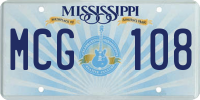 MS license plate MCG108