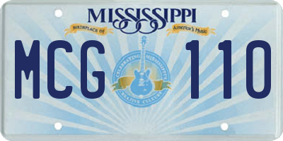 MS license plate MCG110