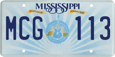 MS license plate MCG113