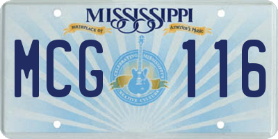 MS license plate MCG116