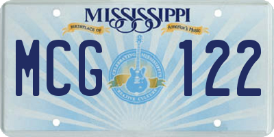 MS license plate MCG122