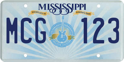MS license plate MCG123