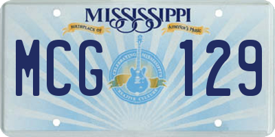 MS license plate MCG129