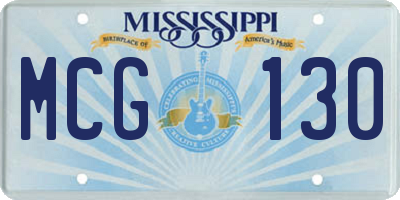 MS license plate MCG130