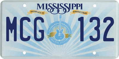 MS license plate MCG132