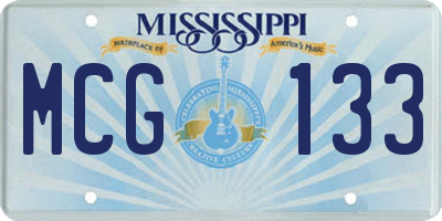 MS license plate MCG133