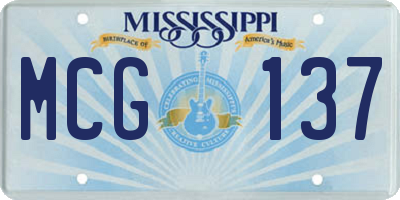 MS license plate MCG137