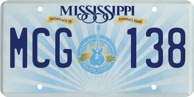 MS license plate MCG138