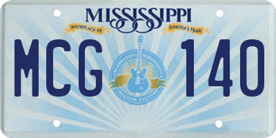 MS license plate MCG140