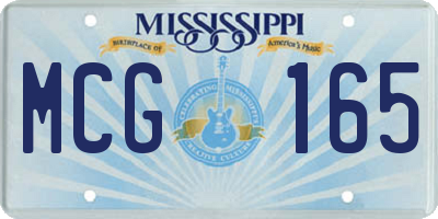 MS license plate MCG165