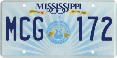 MS license plate MCG172