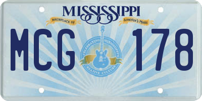 MS license plate MCG178