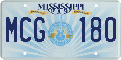 MS license plate MCG180