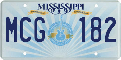 MS license plate MCG182