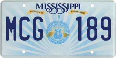 MS license plate MCG189