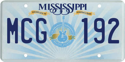 MS license plate MCG192