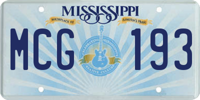 MS license plate MCG193