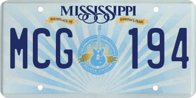 MS license plate MCG194