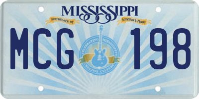 MS license plate MCG198