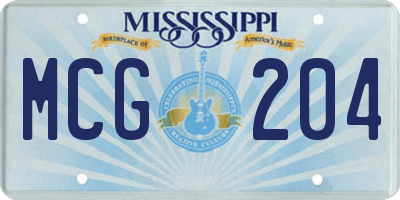 MS license plate MCG204