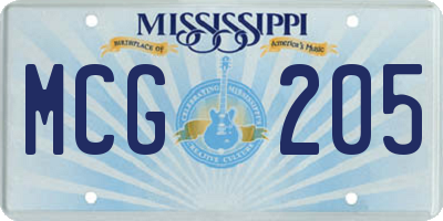 MS license plate MCG205