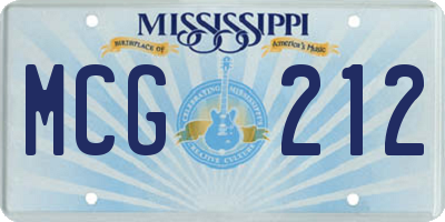 MS license plate MCG212