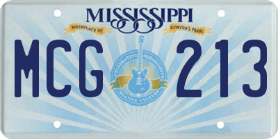 MS license plate MCG213