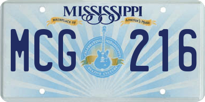 MS license plate MCG216
