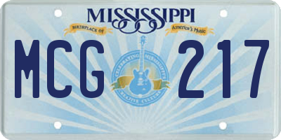 MS license plate MCG217