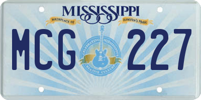 MS license plate MCG227